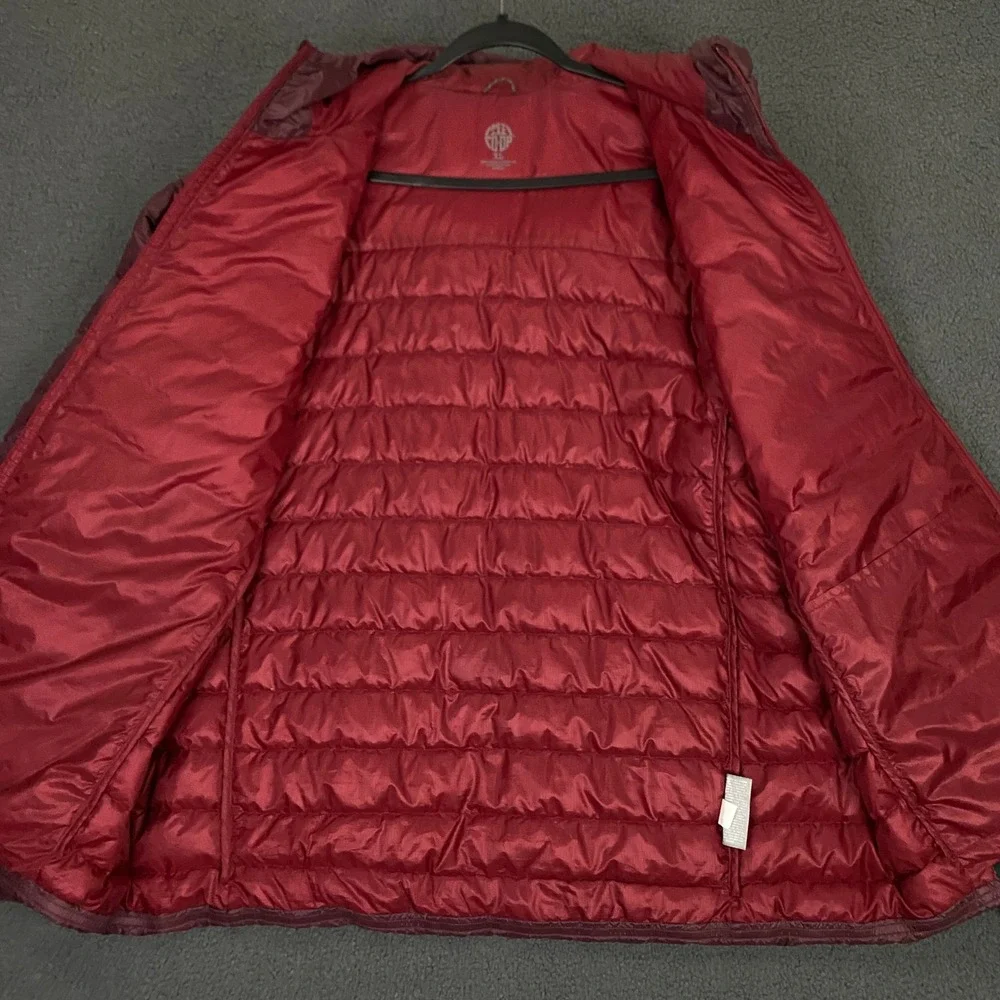 REI Co-op Puffer Jacket Mens XL Burgundy 650 Down Hoodie